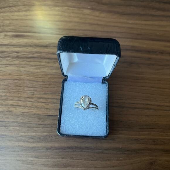 Pandora Sparkling Teardrop Halo 925 ALE Sterling Silver WEDDING Ring Set - Picture 4 of 8